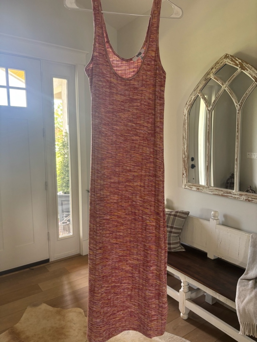 BB Dakota Pink and Orange Ribbed Tank Dress